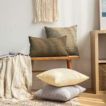 MIULEE Pack of 2 Decorative Burlap Linen Throw Pillow Covers Modern Farmhouse Pillowcase Rustic Woven Textured Cushion Cover for Sofa Couch Bed 20x20 Inch Brown