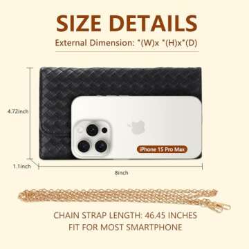 U+U Crossbody Bags for Women, Black Crossbody Handbags Cell Phone Wallet Small Purse with Credit Car...