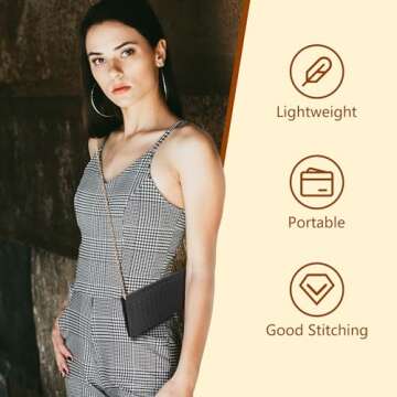 U+U Crossbody Bags for Women, Black Crossbody Handbags Cell Phone Wallet Small Purse with Credit Card Slots and Removebale Chain (Black)