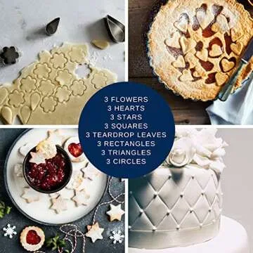 Ultra Cuisine Mini Cookie Cutter Shapes Set - 24 Small Molds To Cut Out Pastry Dough Pie Crust & Fru...