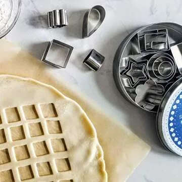 Ultra Cuisine Mini Cookie Cutter Shapes Set - 24 Small Molds To Cut Out Pastry Dough Pie Crust & Fruit - 304 Durable Stainless Steel Cutters - Cut Tiny Heart Shapes - Bake Like A Pro For A Lifetime