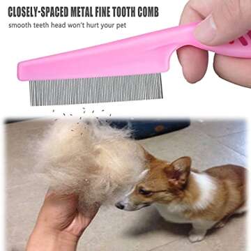 Cat Comb Dog Comb Fine Tooth Comb Pet Comb Grooming Set For Grooming And Removing Dandruff Flakes Re...