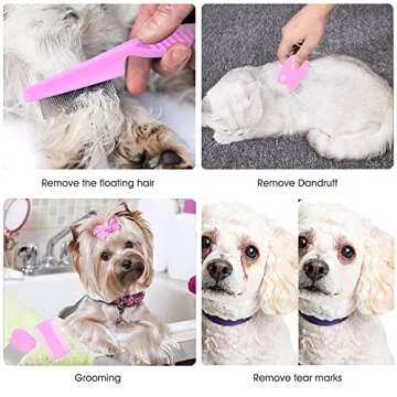 Cat Comb Dog Comb Fine Tooth Comb Pet Comb Grooming Set For Grooming And Removing Dandruff Flakes Remove Float Hair Tear Marks (pink)