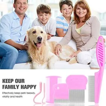 Cat Comb Dog Comb Fine Tooth Comb Pet Comb Grooming Set For Grooming And Removing Dandruff Flakes Remove Float Hair Tear Marks (pink)
