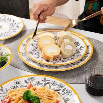 LEHAHA 12-Piece Bee Melamine Dinnerware Set - Lightweight & Unbreakable