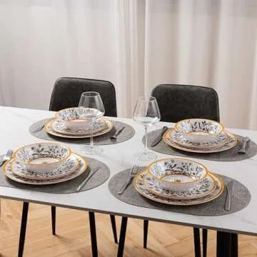 LEHAHA 12-Piece Bee Melamine Dinnerware Set - Lightweight & Unbreakable