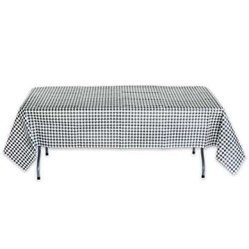 Havercamp Houndstooth Table Cover (54" x 108"). Water and Tear Resistant, Black and White Paper Cover. Alabama Houndstooth