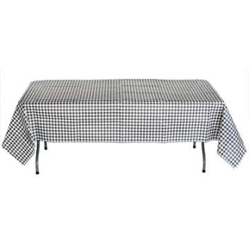Havercamp Houndstooth Table Cover (54" x 108"). Water and Tear Resistant, Black and White Paper Cover. Alabama Houndstooth