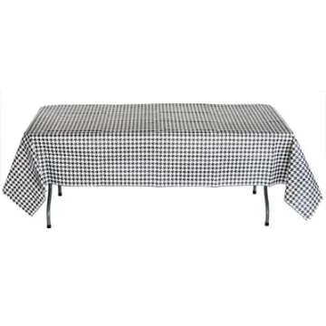 Havercamp Houndstooth Table Cover (54" x 108"). Water and Tear Resistant, Black and White Paper Cover. Alabama Houndstooth