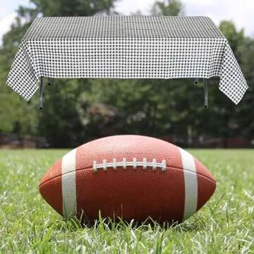 Havercamp Houndstooth Table Cover (54" x 108"). Water and Tear Resistant, Black and White Paper Cover. Alabama Houndstooth