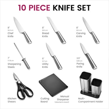 FineDine Stainless-Steel Kitchen Knife Set - 10 Pieces