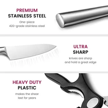 FineDine Stainless-Steel Kitchen Knife Set - 10 Pieces