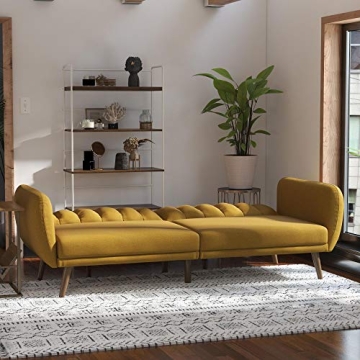 Novogratz Brittany Futon Sofa Bed with Tufted Back & Mid-Century Style