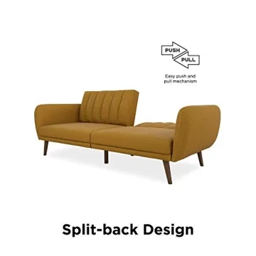 Novogratz Brittany Futon Sofa Bed with Tufted Back & Mid-Century Style