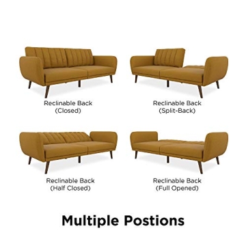 Novogratz Brittany Futon Sofa Bed with Tufted Back & Mid-Century Style