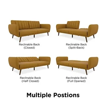 Novogratz Brittany Futon Sofa Bed with Tufted Back & Mid-Century Style