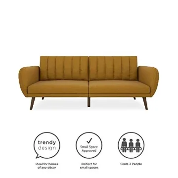 Novogratz Brittany Futon Sofa Bed with Tufted Back & Mid-Century Style