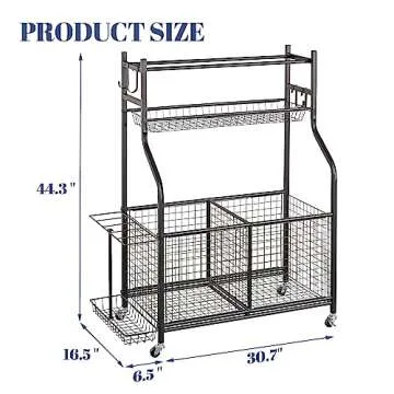 Mythinglogic Sports Equipment Garage Organizer,Garage Ball Storage for Sports Gear and Toys, Rolling Ball Cart with Wheels for Indoor/Outdoor Use
