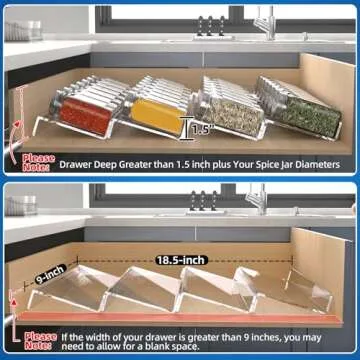 MIUKAA Clear Acrylic Spice Drawer Organizer, 4 Tier- 1 Set Seasoning Jars Drawers Insert, Kitchen Spice Rack Tray for Drawer/Countertop (Jars not included)