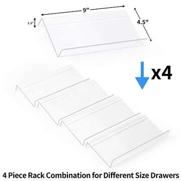 MIUKAA Clear Acrylic Spice Drawer Organizer, 4 Tier- 1 Set Seasoning Jars Drawers Insert, Kitchen Spice Rack Tray for Drawer/Countertop (Jars not included)