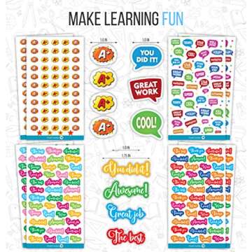 1380 Premium Teacher Stickers Set for Classroom Rewards