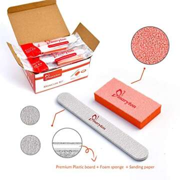 Nail Files and Buffers for Acrylic Nails - Maryton 2-Piece Professional Manicure Kit Sets, Zebra Nail File 100/180 Grit, Slim Buffer 80/100 Grit, 12-Set