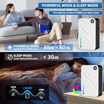 Dehumidifier, (1000 Sq.Ft) Dehumidifier for Home, 118 OZ Water Tank Dehumidifiers for Basement, Dehumidifier with Timer, Humidity Display and Silent Mode, Dehumidifier with Drain Hose (White)