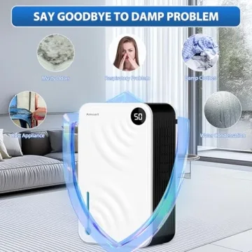 Dehumidifier, (1000 Sq.Ft) Dehumidifier for Home, 118 OZ Water Tank Dehumidifiers for Basement, Dehumidifier with Timer, Humidity Display and Silent Mode, Dehumidifier with Drain Hose (White)
