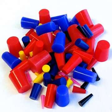 80 Pc 1/16" to 3/4" High Temp Silicone Rubber Tapered Plug Kit - Powder Coating Custom Painting Supp...