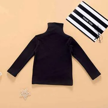 Toddler Baby Little Girls Turtleneck T Shirt Top Long Sleeve Basic Solid Color Blouse 1-5Years Old (3-4T,Black Turtleneck Shirt)