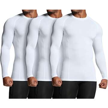 ATHLIO Men's UPF 50+ Long Sleeve Compression Shirts, Water Sports Rash Guard Base Layer, Athletic Wo...