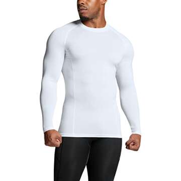 ATHLIO Men's UPF 50+ Long Sleeve Compression Shirts, Water Sports Rash Guard Base Layer, Athletic Workout Shirt, 3pack White/White/White, Medium