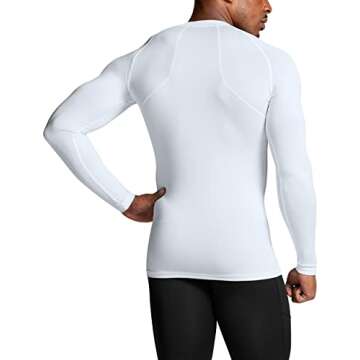 ATHLIO Men's UPF 50+ Long Sleeve Compression Shirts, Water Sports Rash Guard Base Layer, Athletic Workout Shirt, 3pack White/White/White, Medium