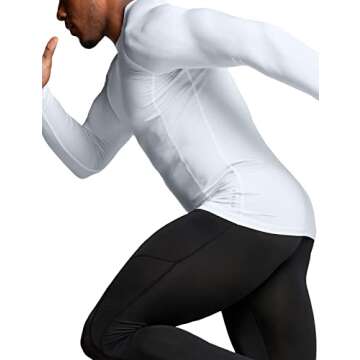 ATHLIO Men's UPF 50+ Long Sleeve Compression Shirts, Water Sports Rash Guard Base Layer, Athletic Workout Shirt, 3pack White/White/White, Medium