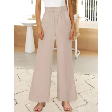 ANRABESS Womens Linen Palazzo Pants for Casual Summer Style