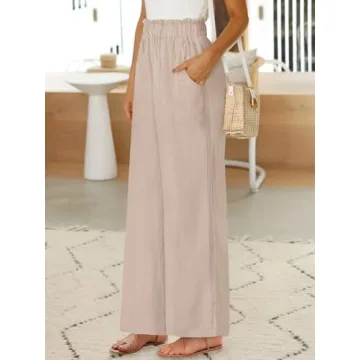 ANRABESS Womens Linen Palazzo Pants for Casual Summer Style
