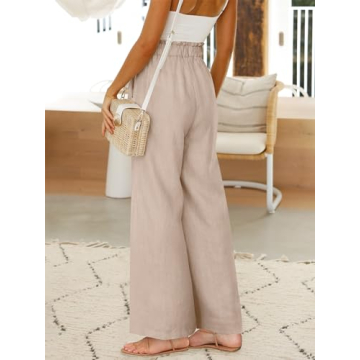 ANRABESS Womens Linen Palazzo Pants for Casual Summer Style