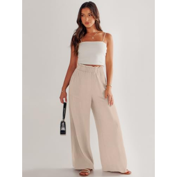ANRABESS Womens Linen Palazzo Pants for Casual Summer Style