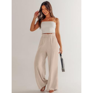 ANRABESS Womens Linen Palazzo Pants for Casual Summer Style