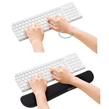 ELZO Keyboard Wrist Rest Pad Support with 65D High-Density Thicken Memory Foam Padding, Ergonomic Design Computer Rest Pad Desk Wrist Mat, Non-Slip Rubber Base Office Laptop