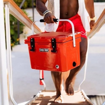 CAMP-ZERO 21 Quart Rotomolded Hard Cooler - Insulated Ice Chest with 4 Cup Holders - Bear-Proof Travel Ice Box for Beverage, Drink, BBQ, Fishing, Camping, Outdoor, Purple/Lavender