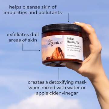 Sky Organics - Indian Healing Clay, 16 oz - Detoxifying Bentonite Clay Powder - Exfoliating Face Mask - Pore Cleaner - Combination & Oily Skin - Natural, Vegan & Cruelty Free - Skin Care