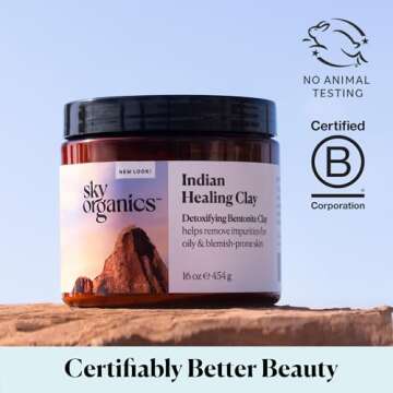 Sky Organics - Indian Healing Clay, 16 oz - Detoxifying Bentonite Clay Powder - Exfoliating Face Mask - Pore Cleaner - Combination & Oily Skin - Natural, Vegan & Cruelty Free - Skin Care
