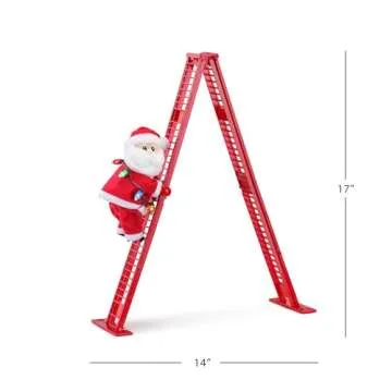 Mr. Christmas Miniature Super Climber Musical Animated Indoor Christmas Decoration, 17 Inches, Soft White Santa Claus