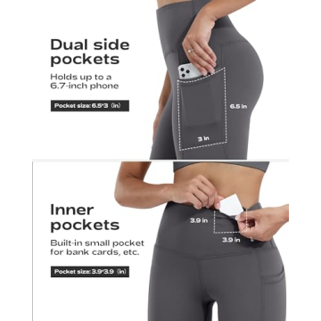 CHRLEISURE Leggings with Pockets for Women, High Waisted Tummy Control Workout Yoga Pants(2Black,Gray,Navy,JLGreen, XS)