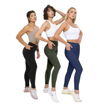 CHRLEISURE Leggings with Pockets for Women, High Waisted Tummy Control Workout Yoga Pants(2Black,Gray,Navy,JLGreen, XS)
