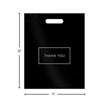 Purple Q Crafts Die Cut Plastic Shopping Bags with Thank You Logo 9" x 12" Boutique Bags with Handle...