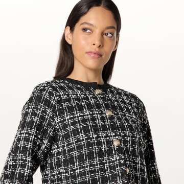 The Drop Women's Aida Cropped Boucle Jacket Black - Plus Size