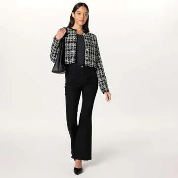 The Drop Women's Aida Cropped Boucle Jacket Black - Plus Size