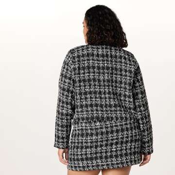 The Drop Women's Aida Cropped Boucle Jacket Black - Plus Size